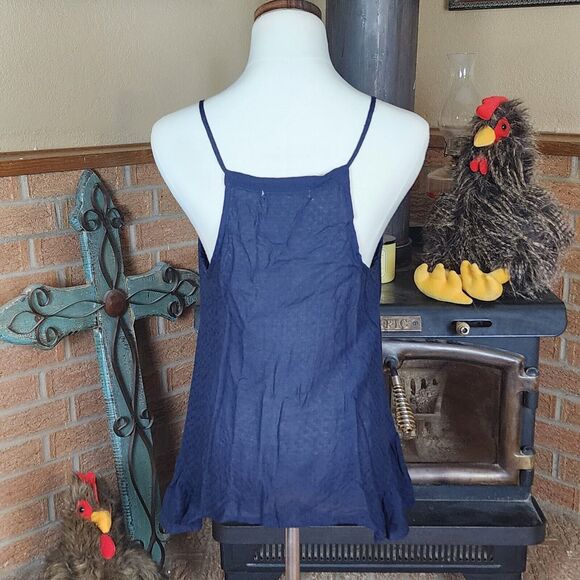 Jolt Navy Blue Embroidered Sleeveless Top Size M - Picture 3 of 5